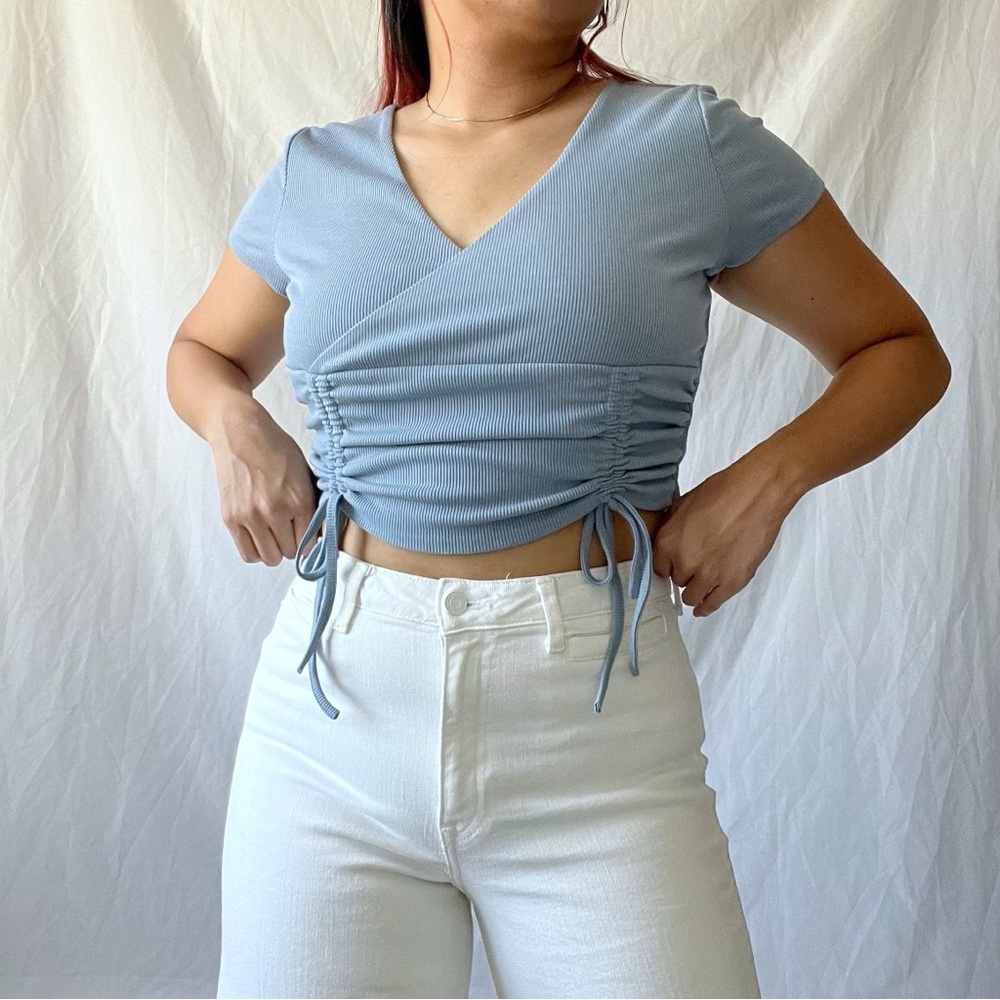 Light blue double cinch top
